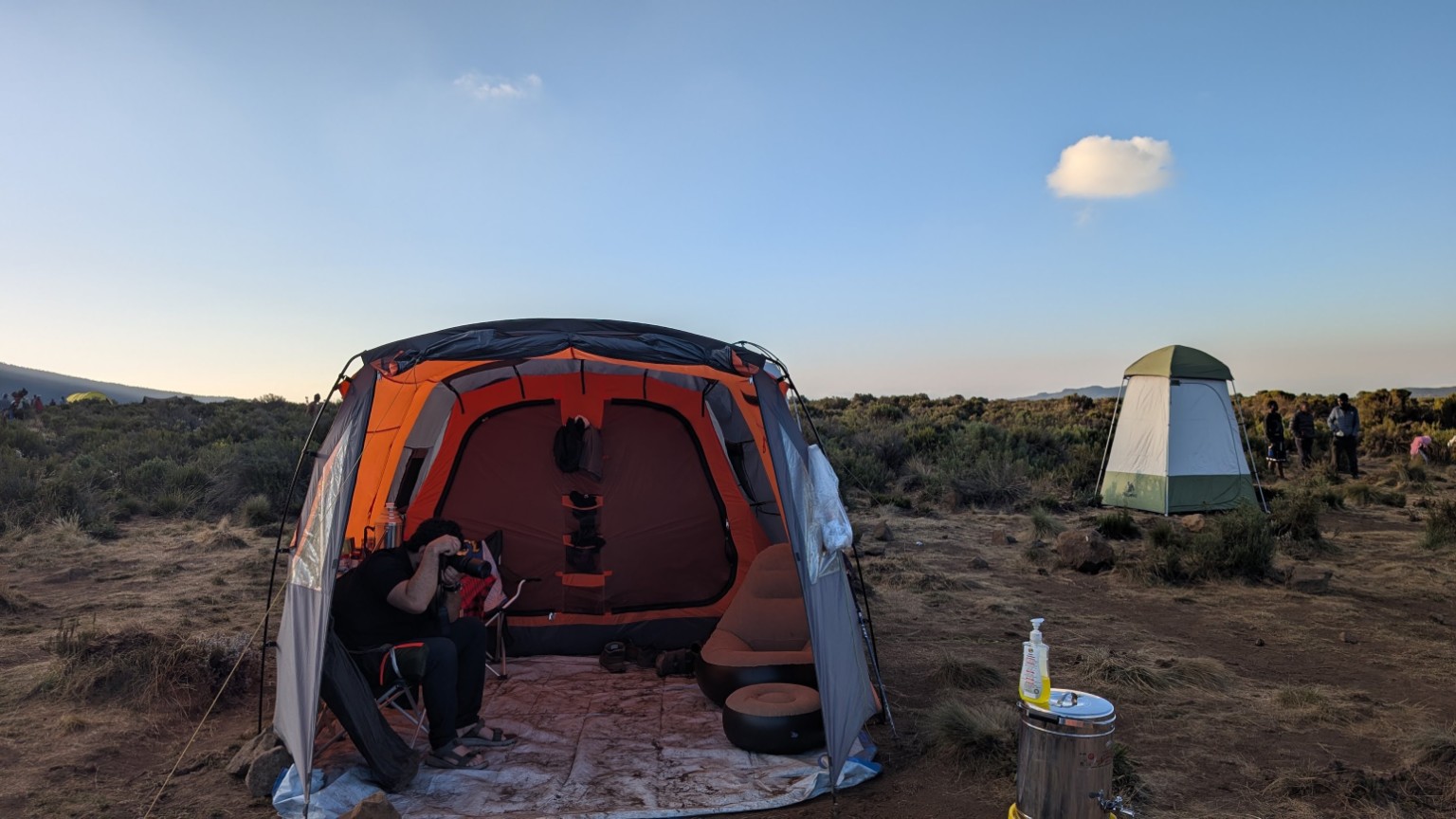 Furnished Pinnacle lounge tent at a Mount Kilimanjaro camp